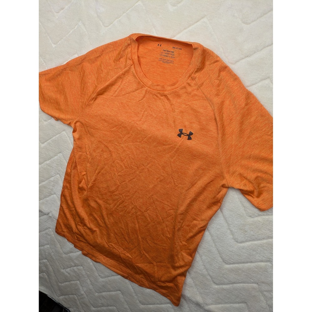 Under Armour Tech Tee Mens Small Orange Heather Short Sleeve Athletic Shirt